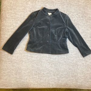 Ann Taylor Loft women’s gray velour long sleeve crop blazer size 14P